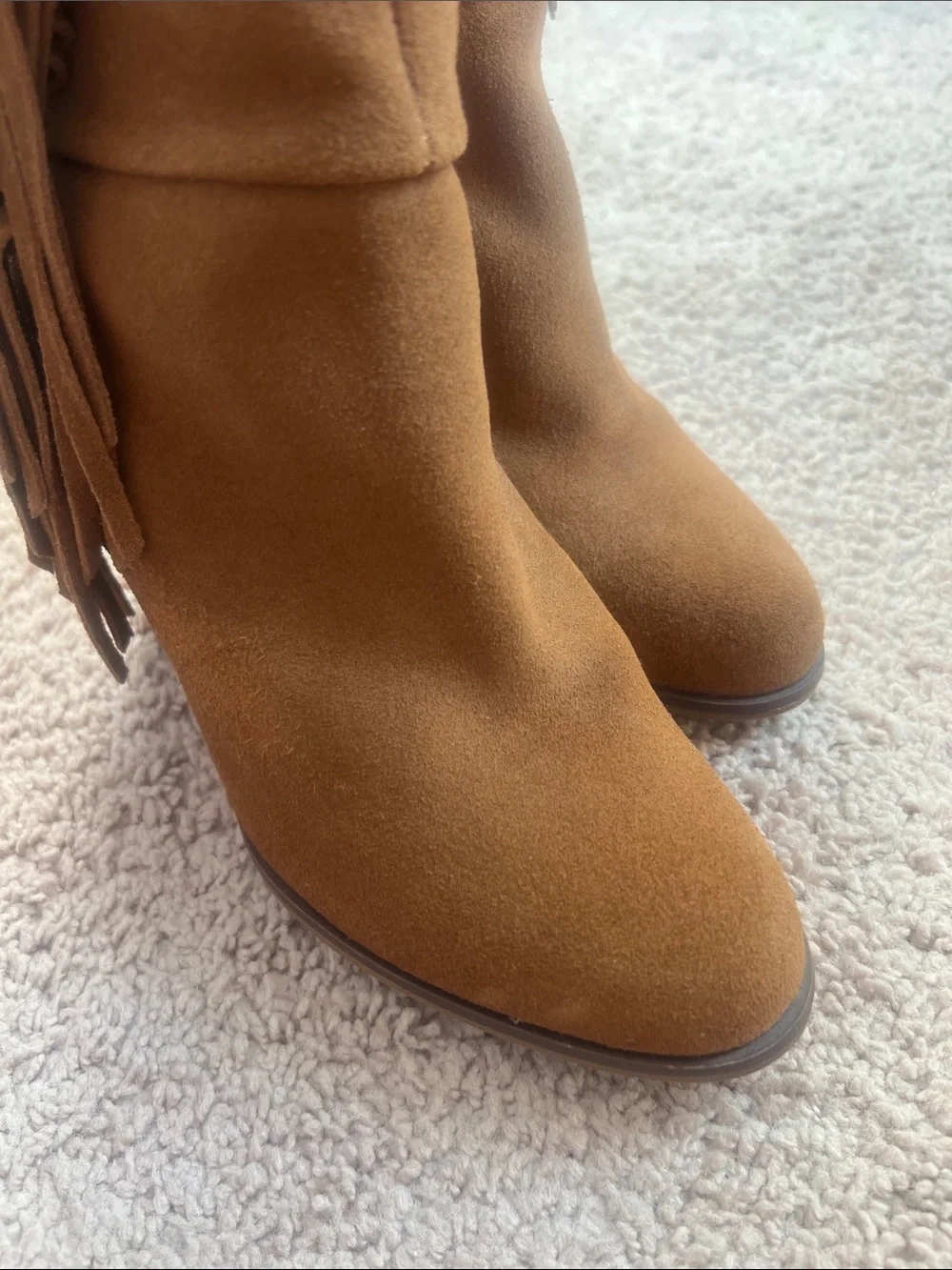 Steve Madden Cognac Suede Fringe Over-the-Knee Boots